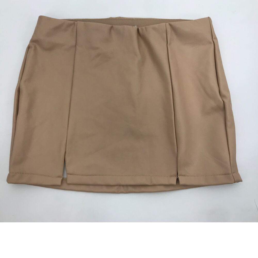 AFRM Cuban Sand Faux Leather Pull On Mini Skirt Size S